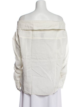 Donna Karan Linen Off-The-Shoulder Button-Up Top