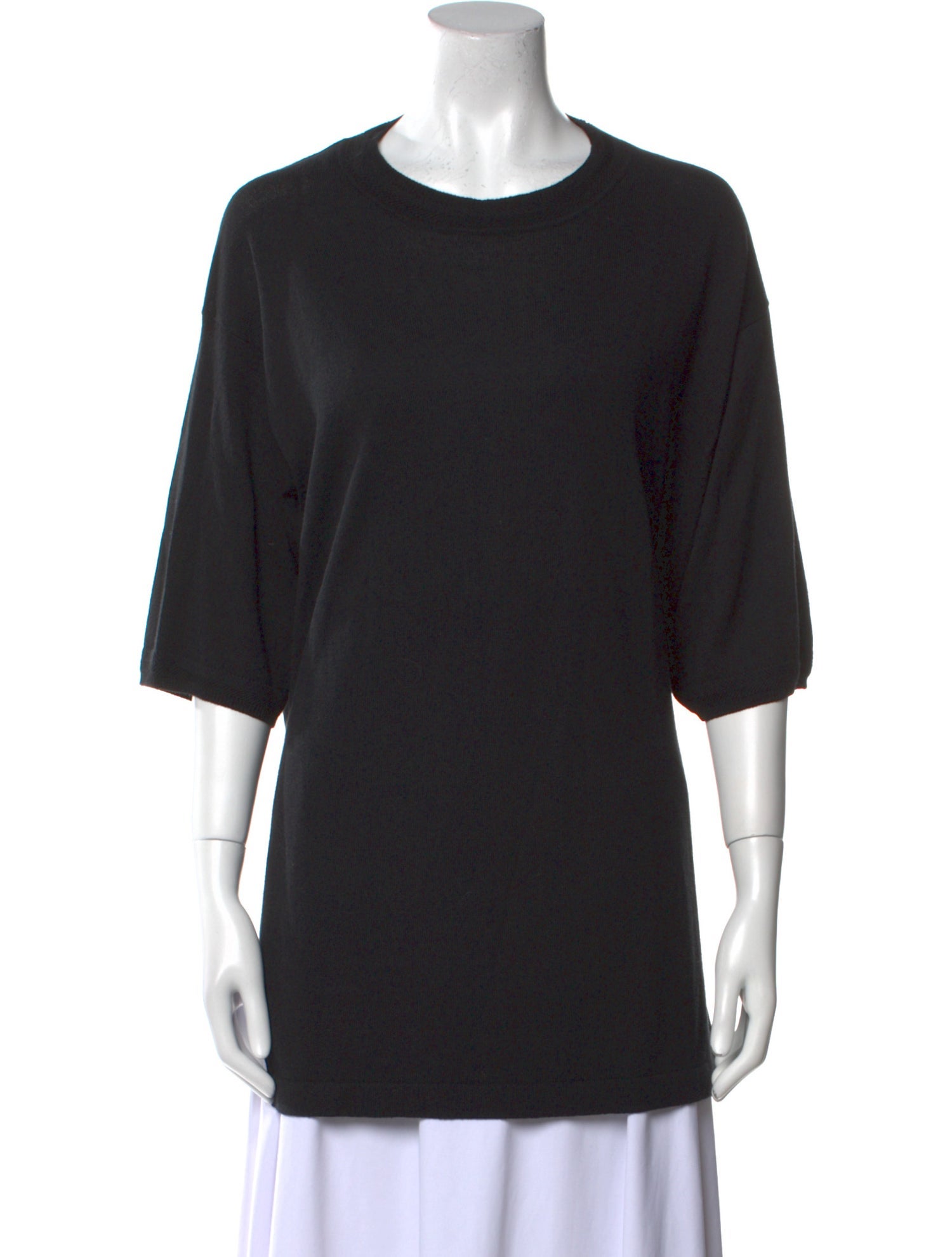 Donna Karan Crew Neck Three-Quarter Sleeve T-Shirt