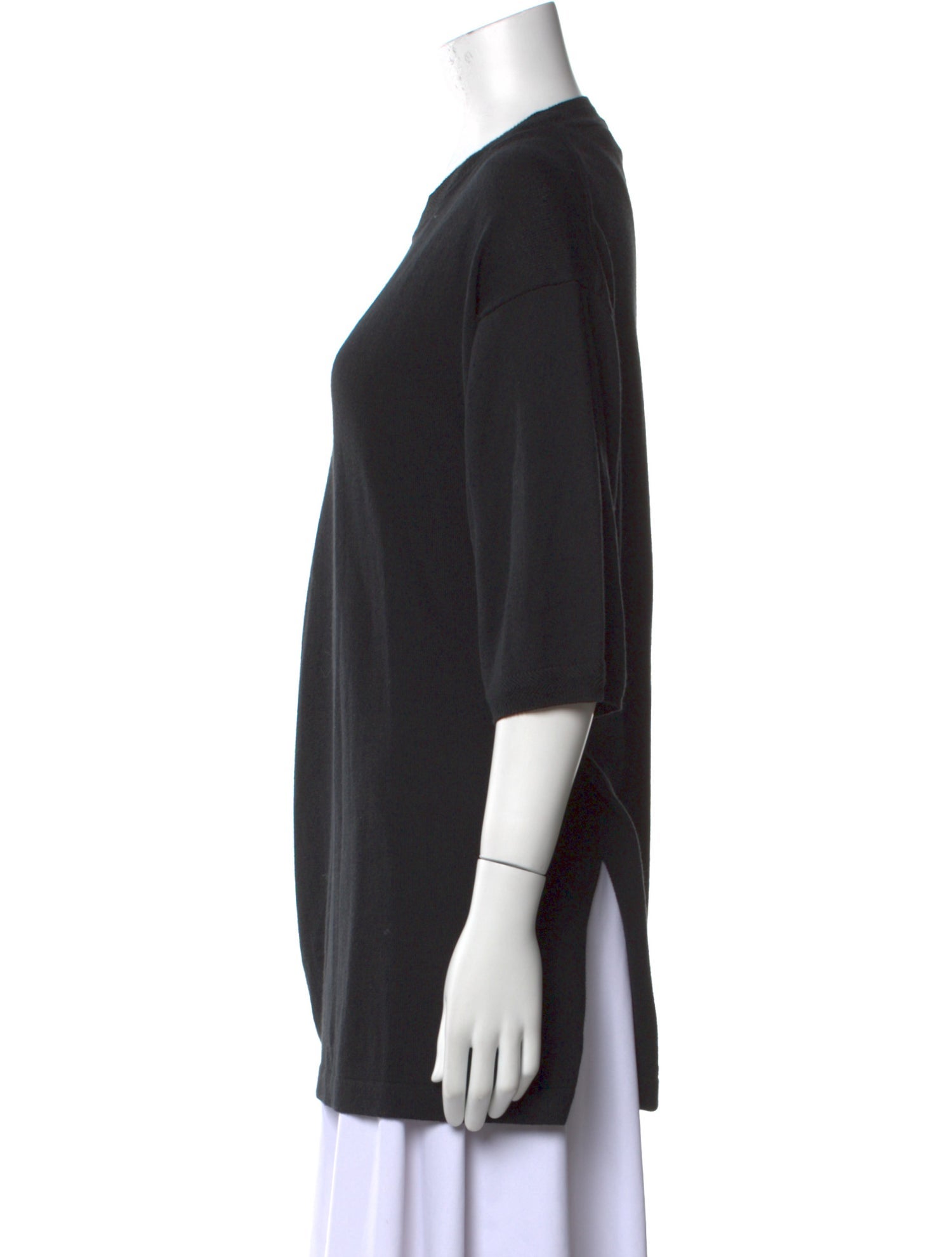 Donna Karan Crew Neck Three-Quarter Sleeve T-Shirt