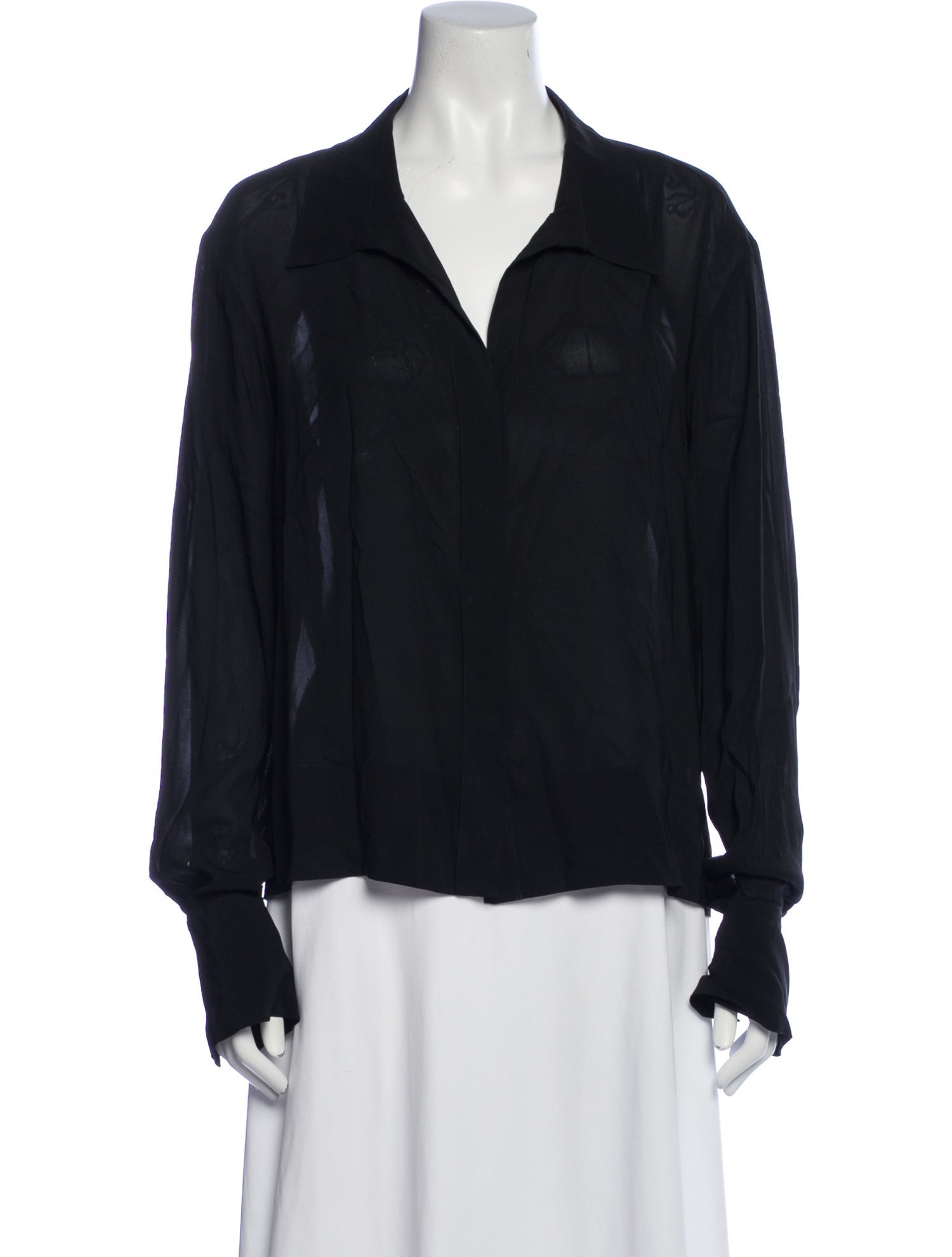 Donna Karan V-Neck Long Sleeve Blouse