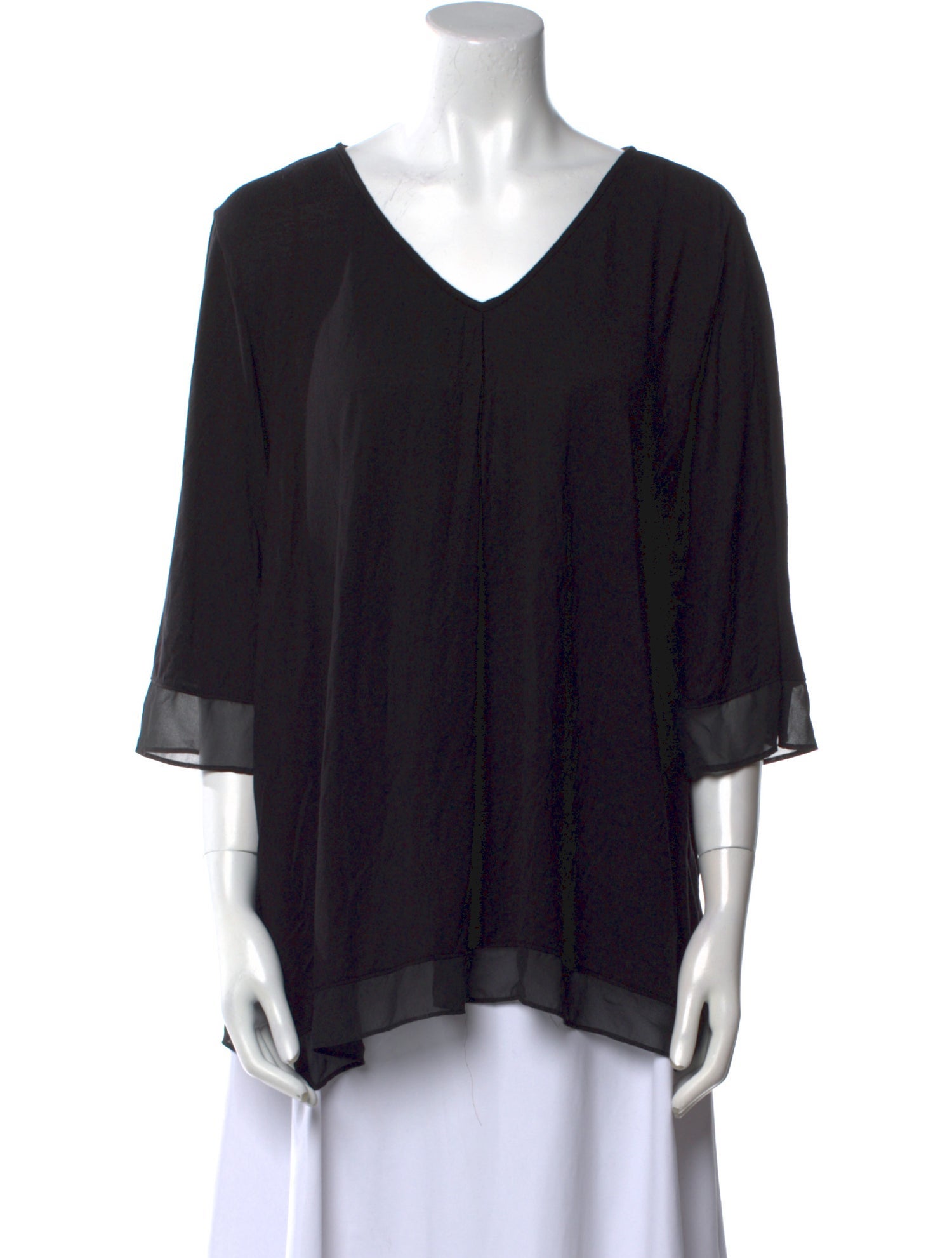 Donna Karan V-Neck Three-Quarter Sleeve Tunic