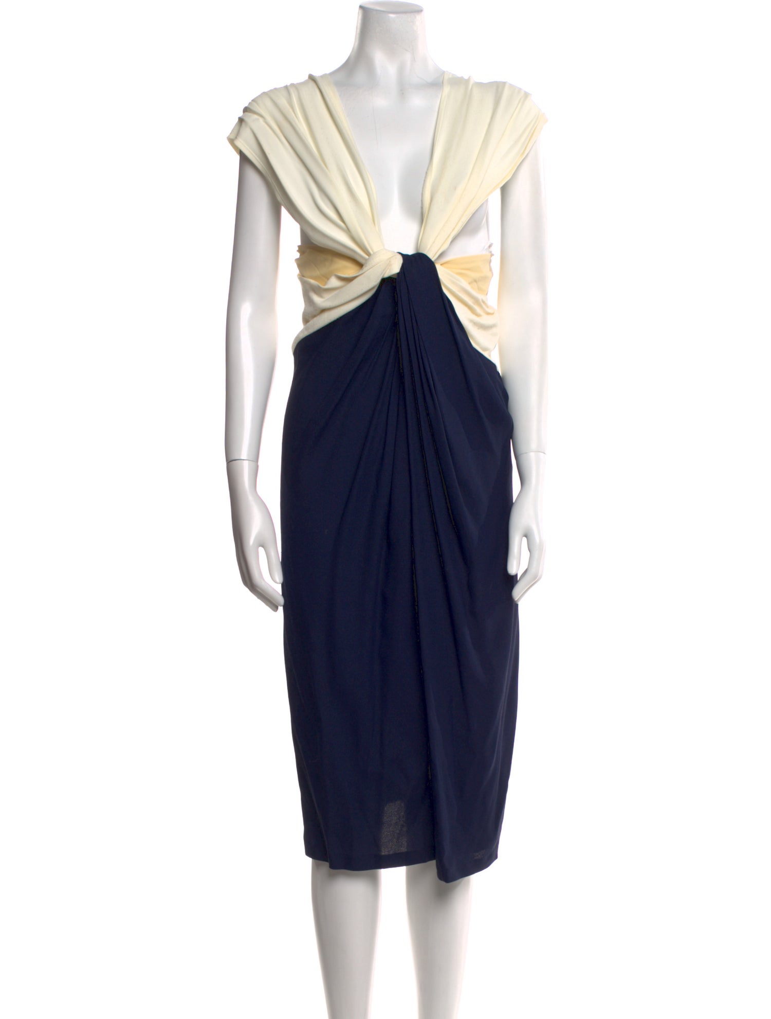 Donna Karan V-Neck Midi Length Dress