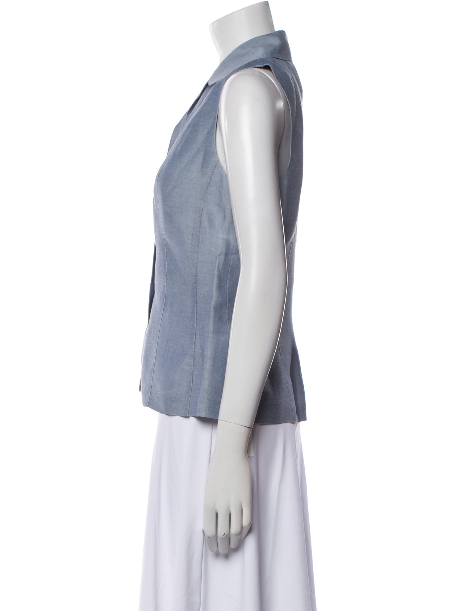 Donna Karan Linen Sleeveless Button-Up Top