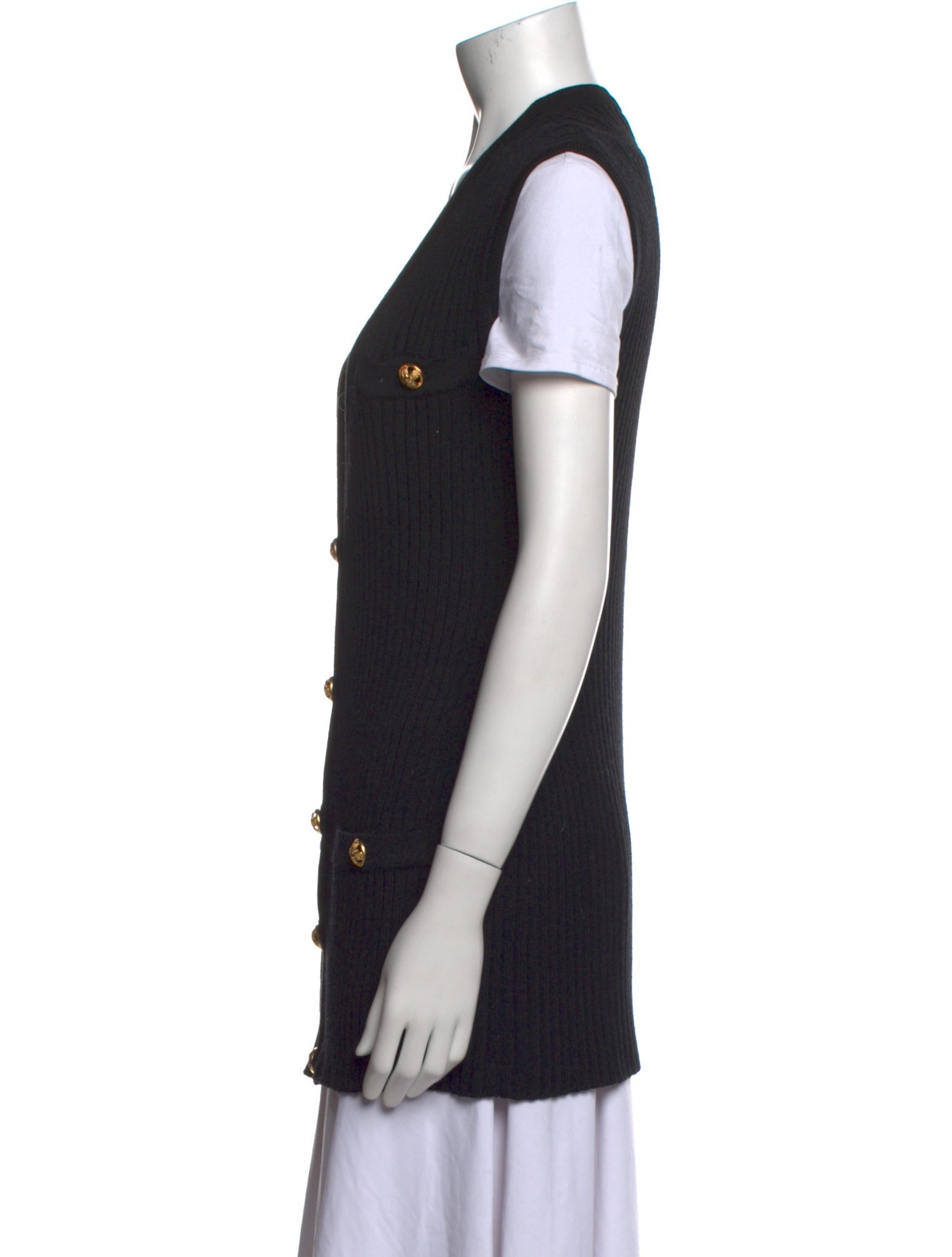 Donna Karan Wool Plunge Neckline Sweater