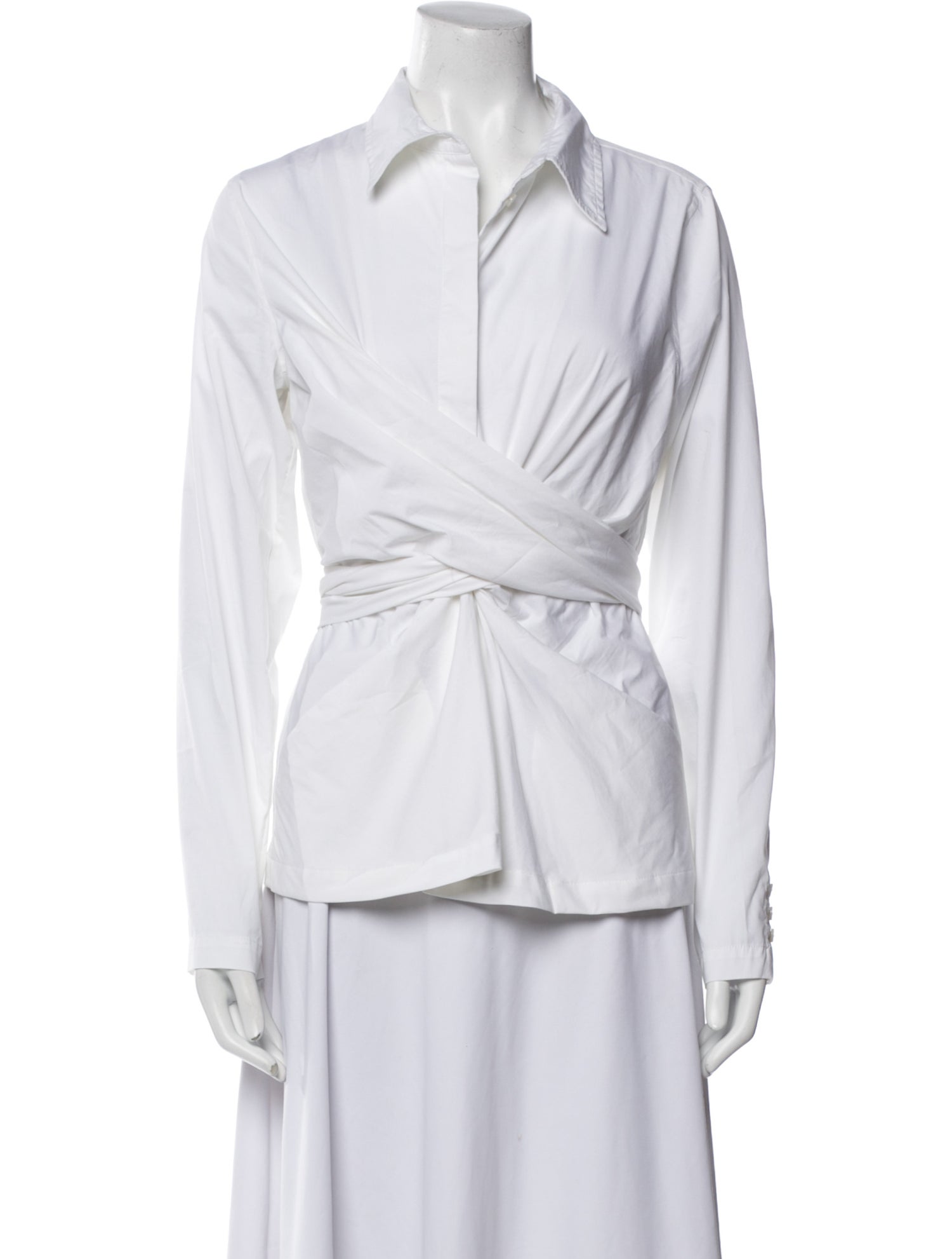 Donna Karan Long Sleeve Button-Up Top