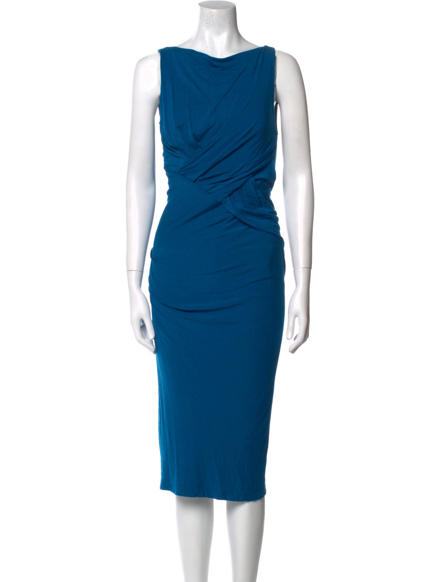 Donna Karan Bateau Neckline Midi Length Dress