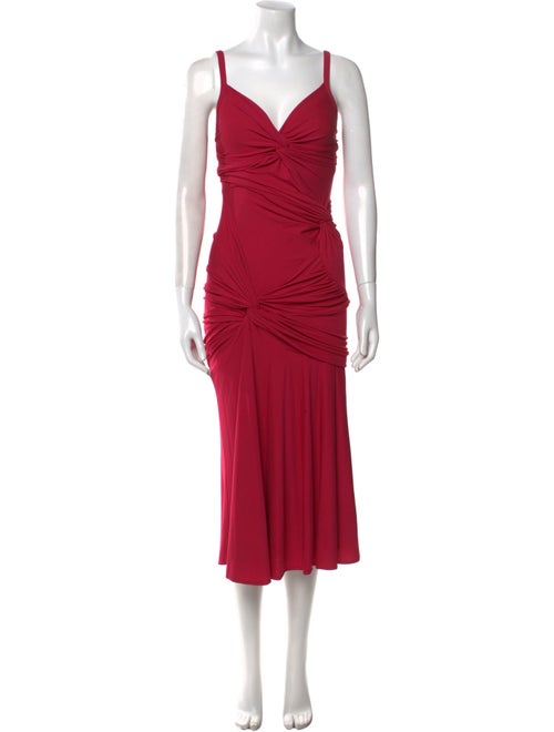 Donna Karan V-Neck Midi Length Dress