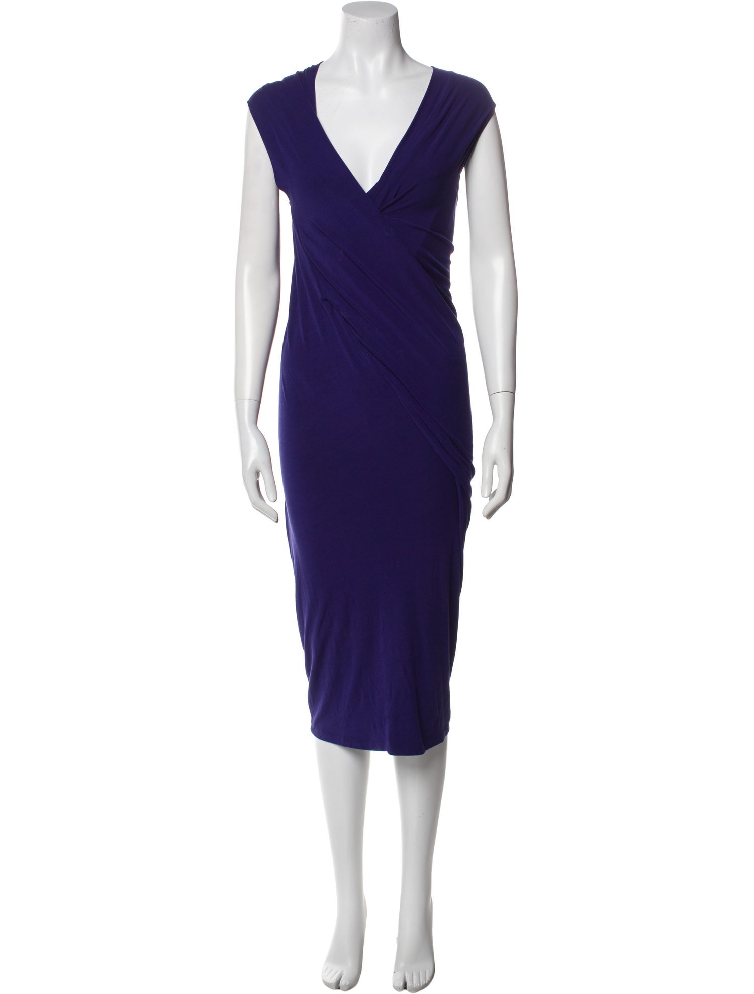 Donna Karan V-Neck Midi Length Dress