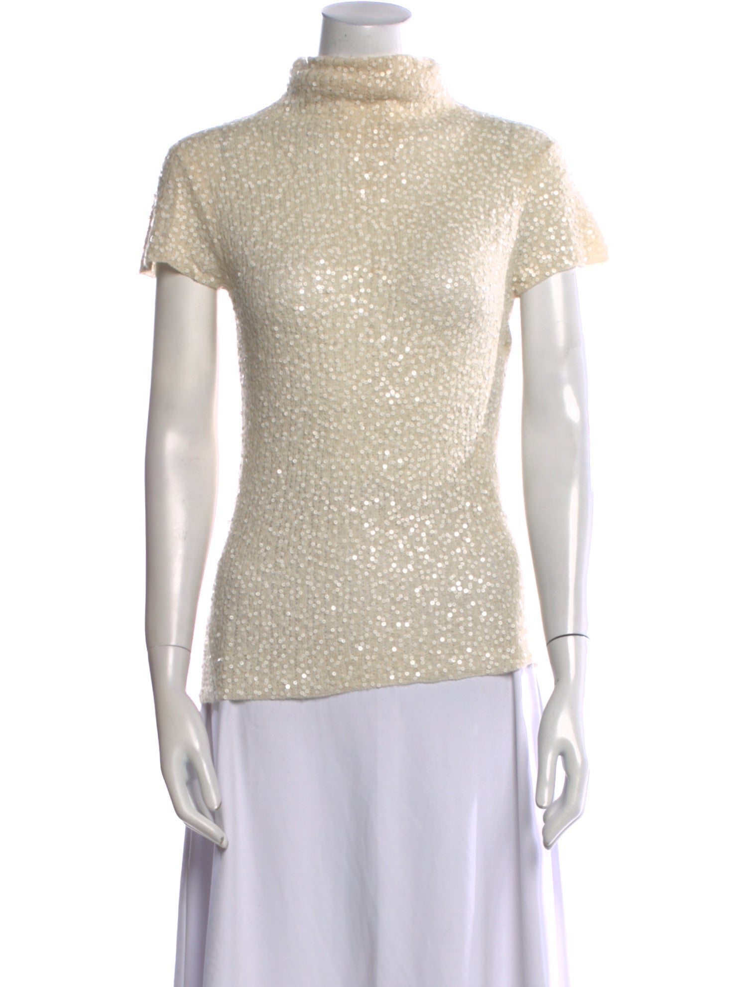 Donna Karan Turtleneck Short Sleeve Top