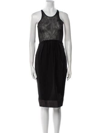 Donna Karan Scoop Neck Midi Length Dress
