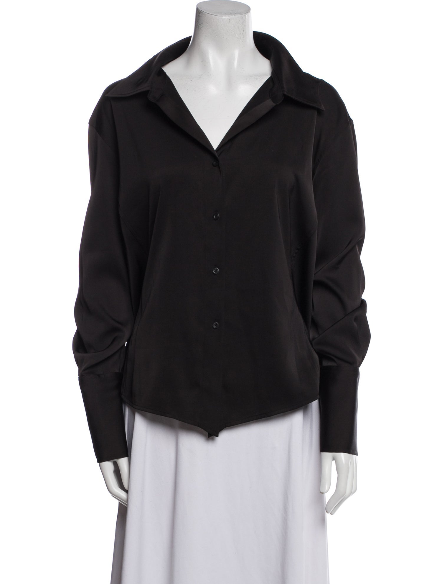 Donna Karan Long Sleeve Button-Up Top