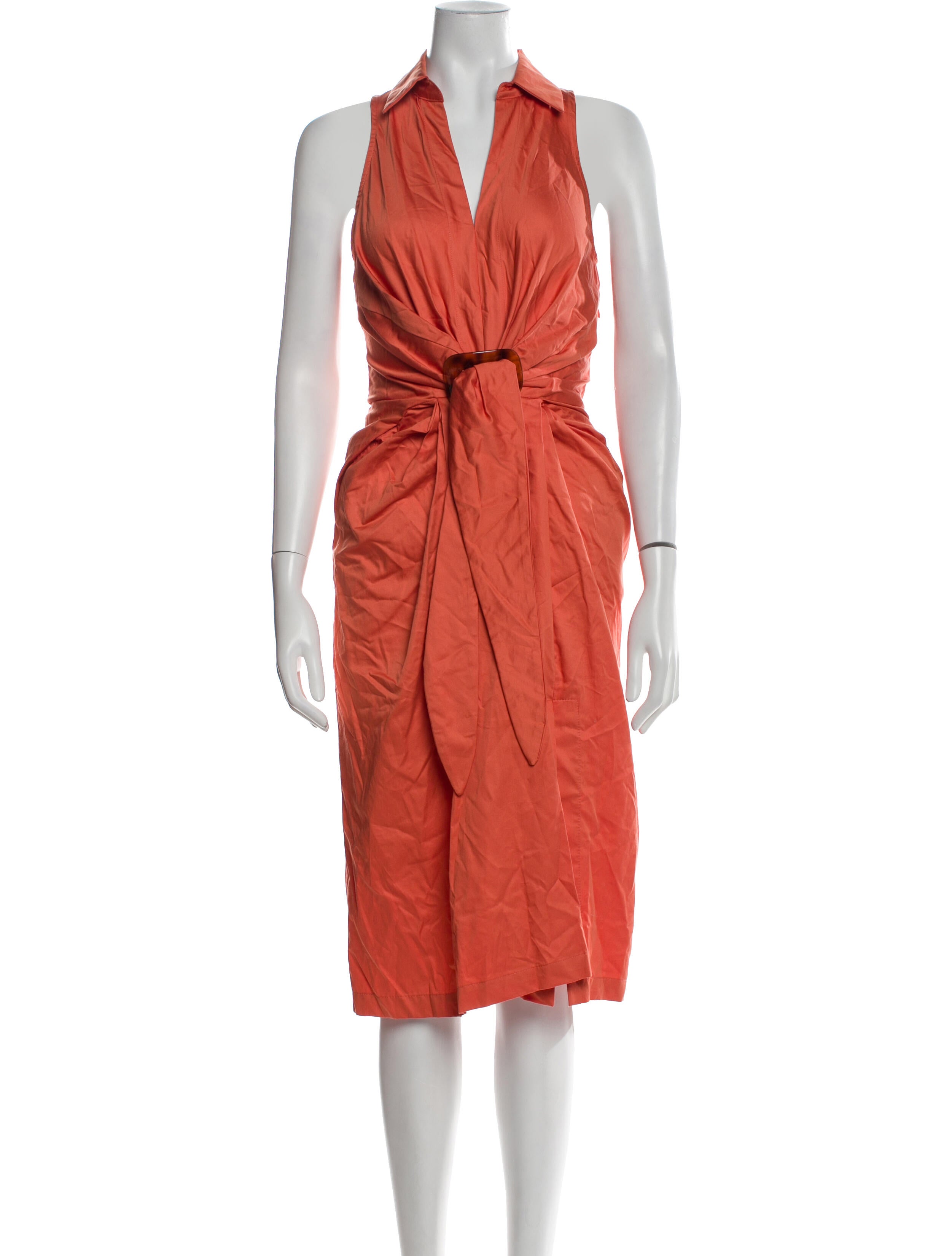 Donna Karan V-Neck Midi Length Dress