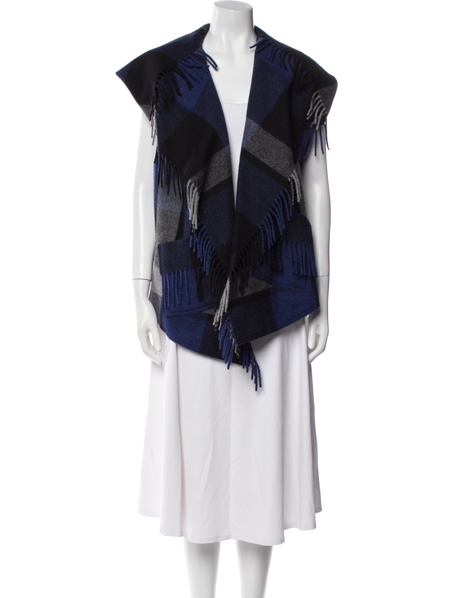 Donna Karan Wool Plaid Print Vest