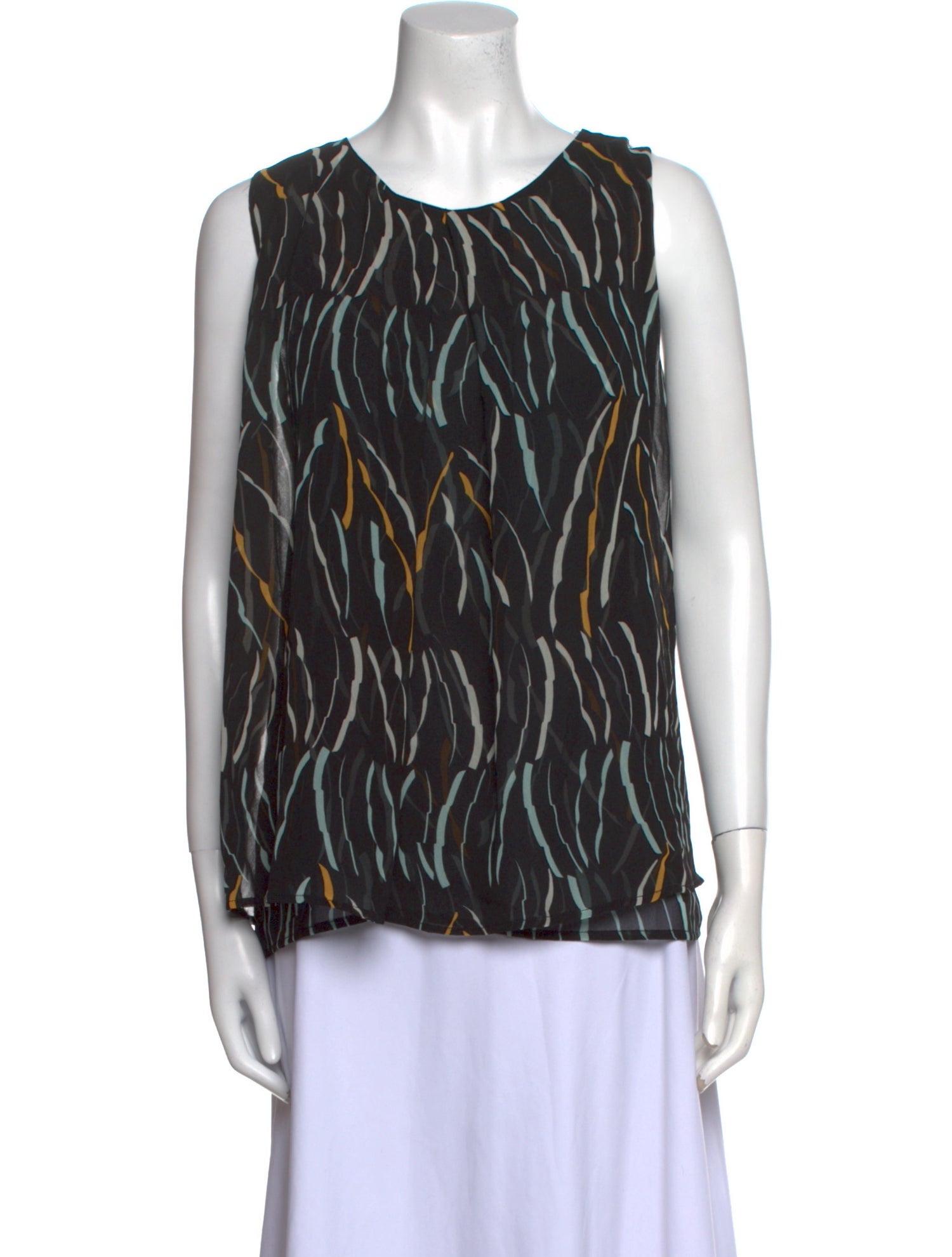 Donna Karan Printed Scoop Neck Top