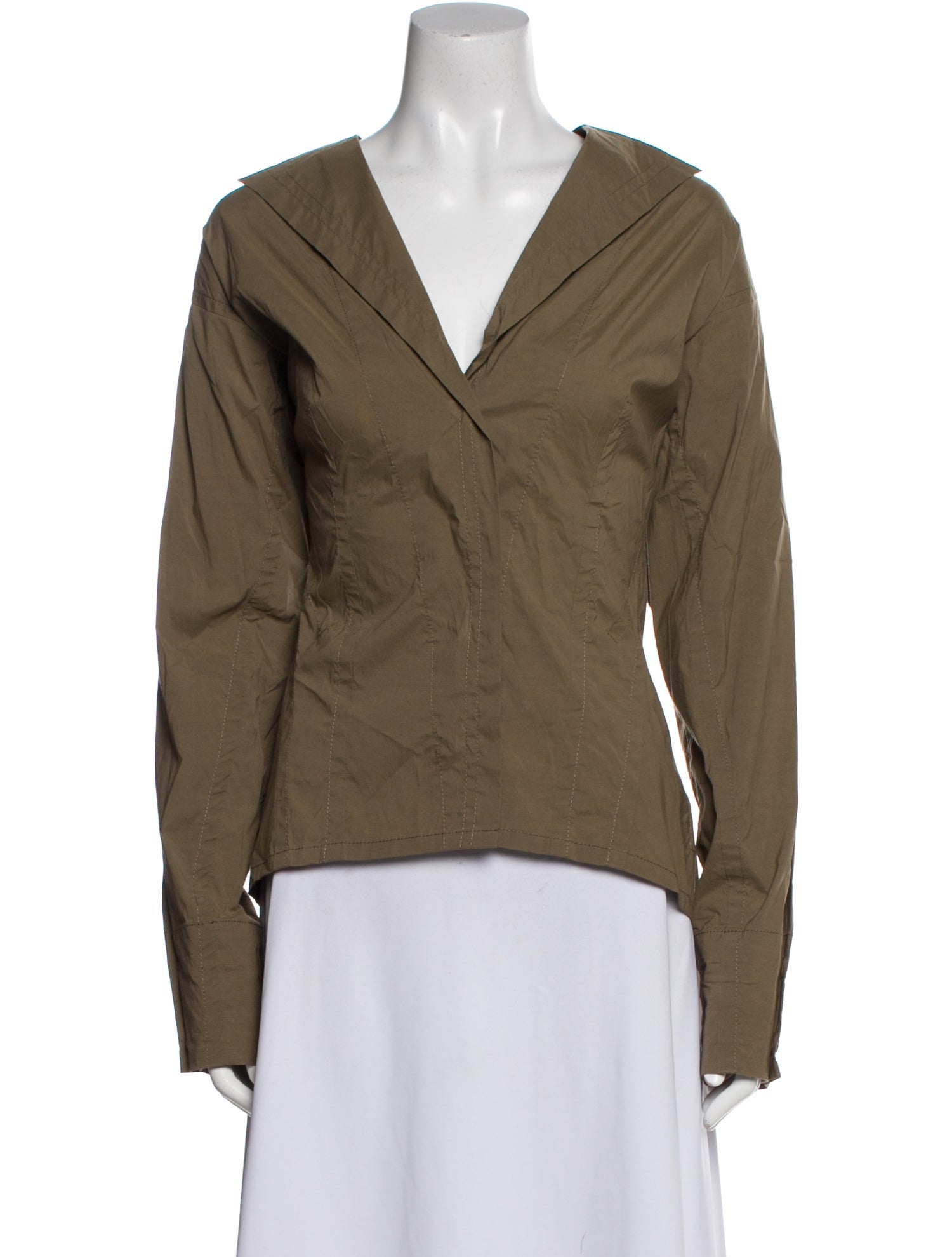 Donna Karan V-Neck Long Sleeve Blouse