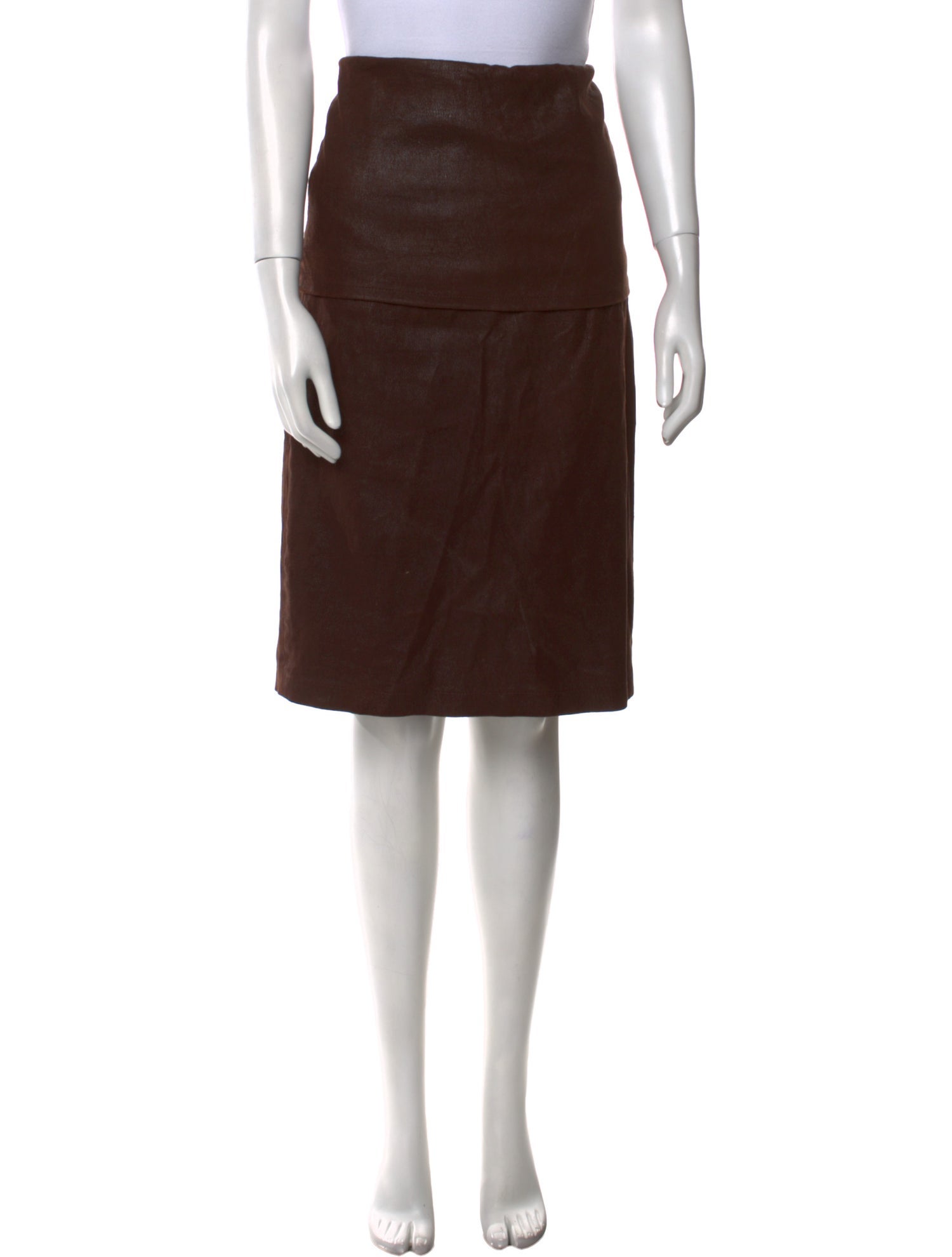 Donna Karan Leather Knee-Length Skirt