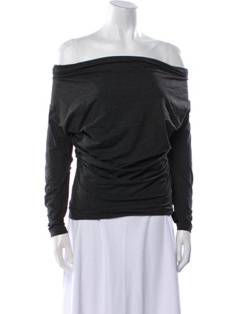 Donna Karan Off-The-Shoulder Long Sleeve Top