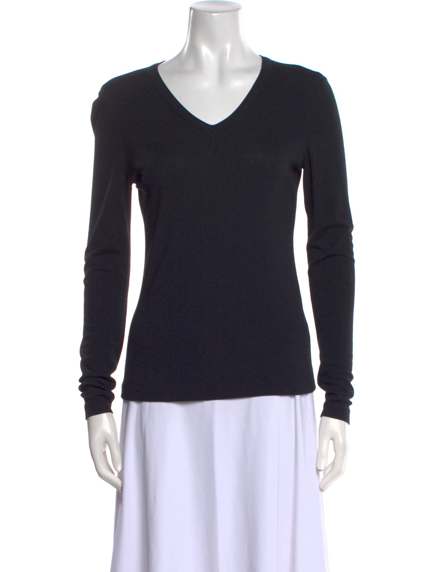 Donna Karan V-Neck Long Sleeve Top