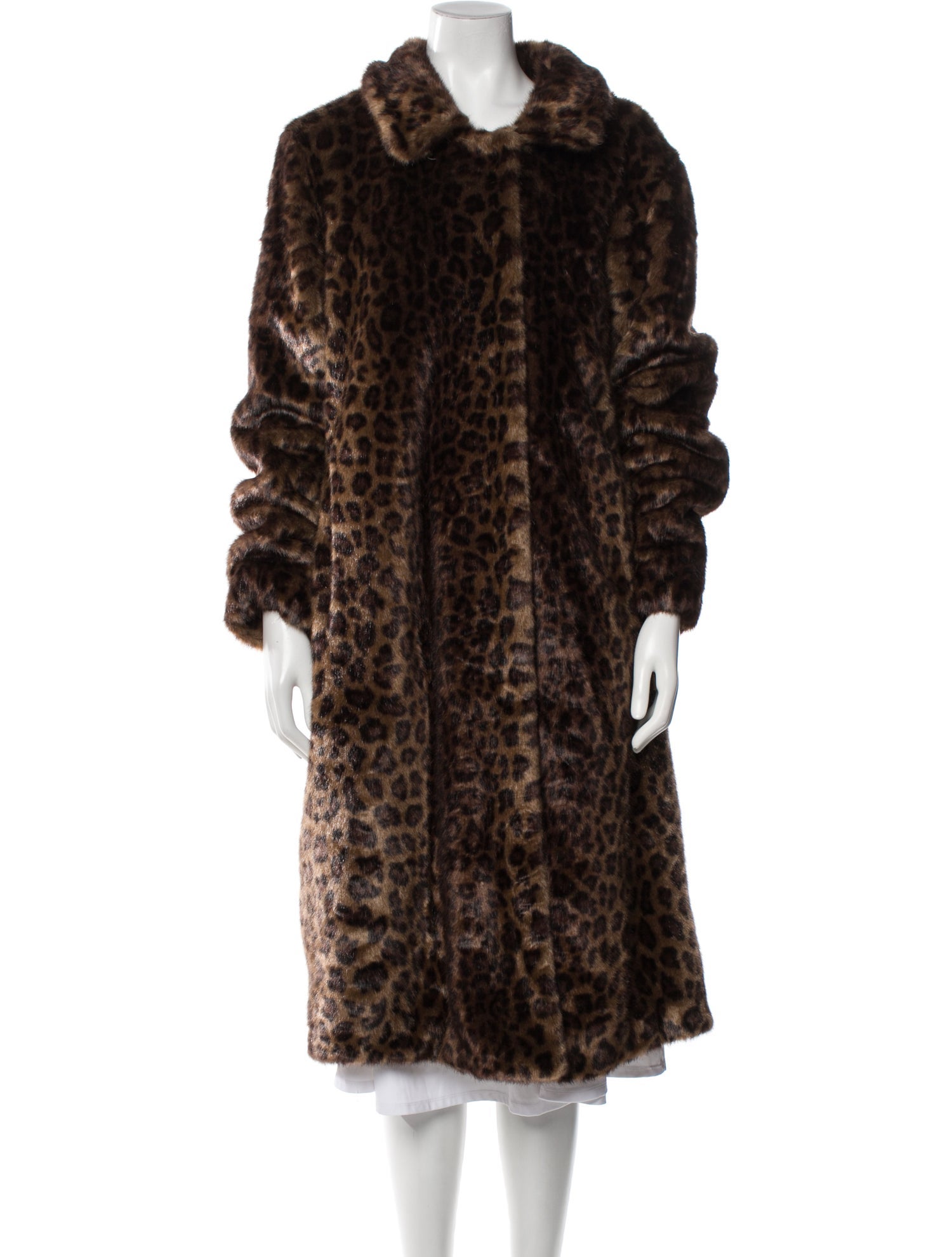Donna Karan Faux Fur Animal Print Faux Fur Coat