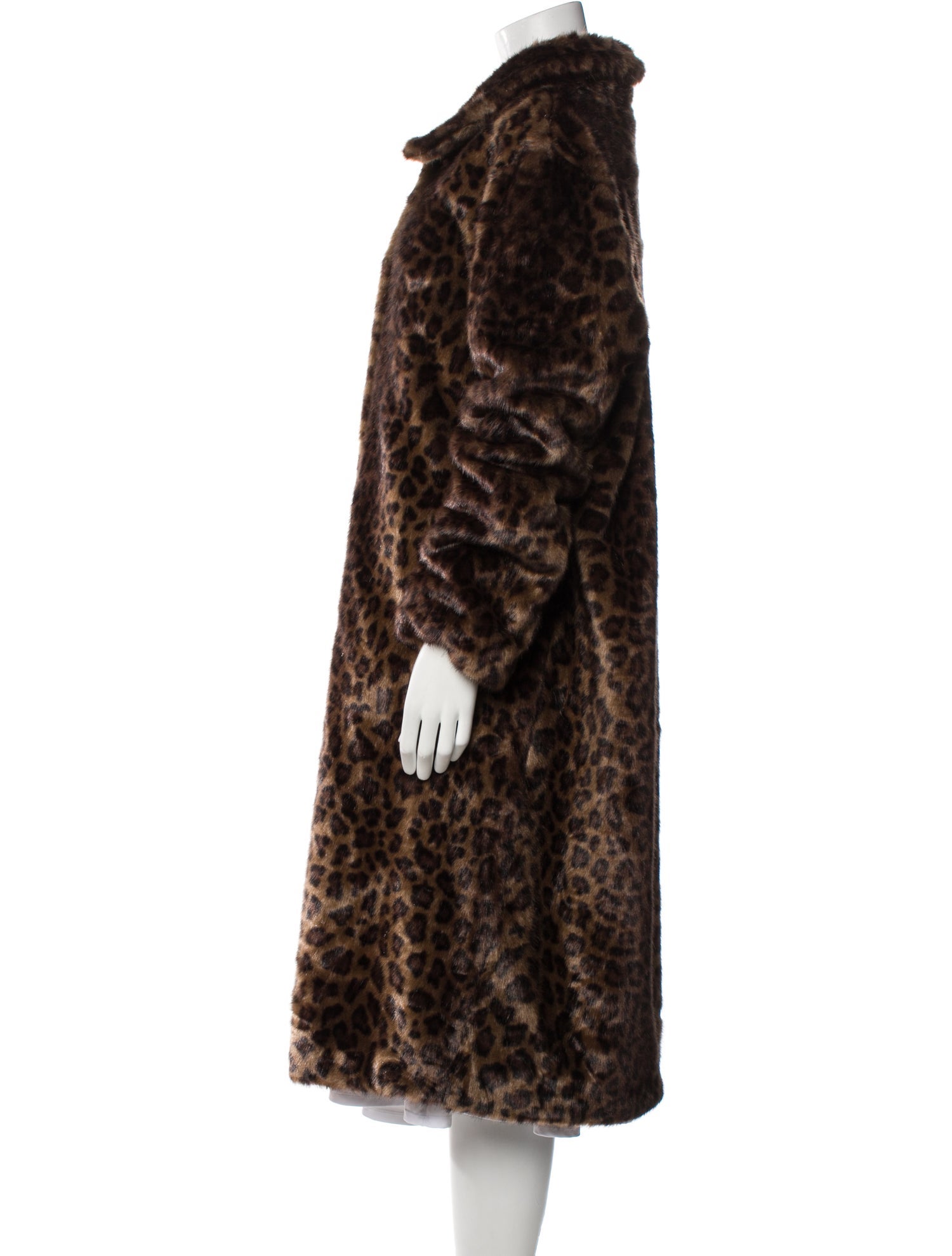 Donna Karan Faux Fur Animal Print Faux Fur Coat