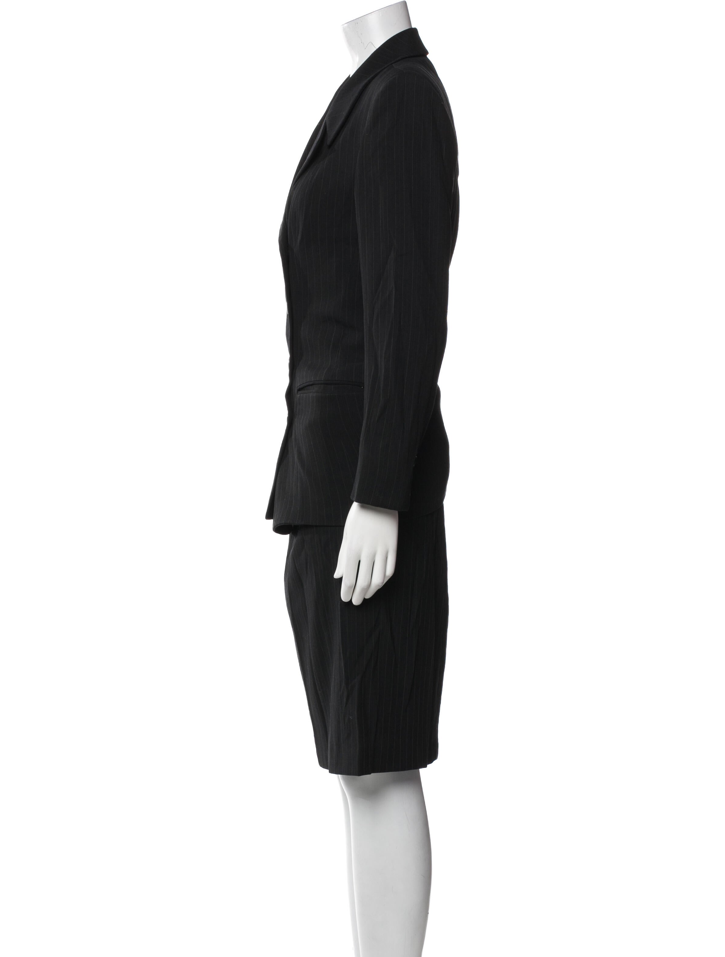 Donna Karan Wool Striped Skirt Suit