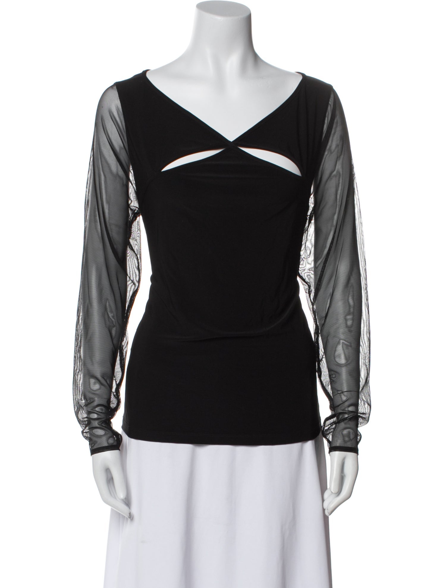 Donna Karan V-Neck Long Sleeve Top