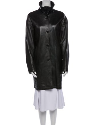 Donna Karan Leather Faux Fur Coat