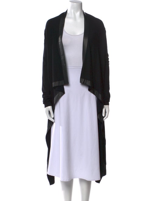 Donna Karan Leather Open Front Sweater