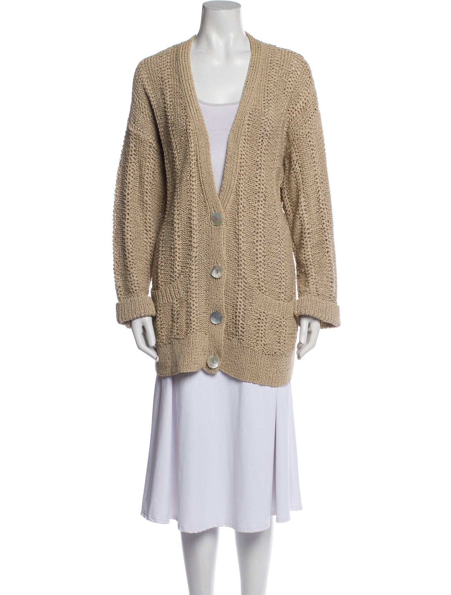 Donna Karan Linen V-Neck Sweater