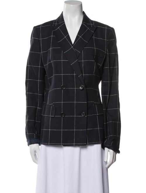 Donna Karan Linen Plaid Print Blazer