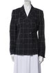 Donna Karan Linen Plaid Print Blazer