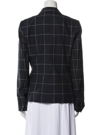 Donna Karan Linen Plaid Print Blazer