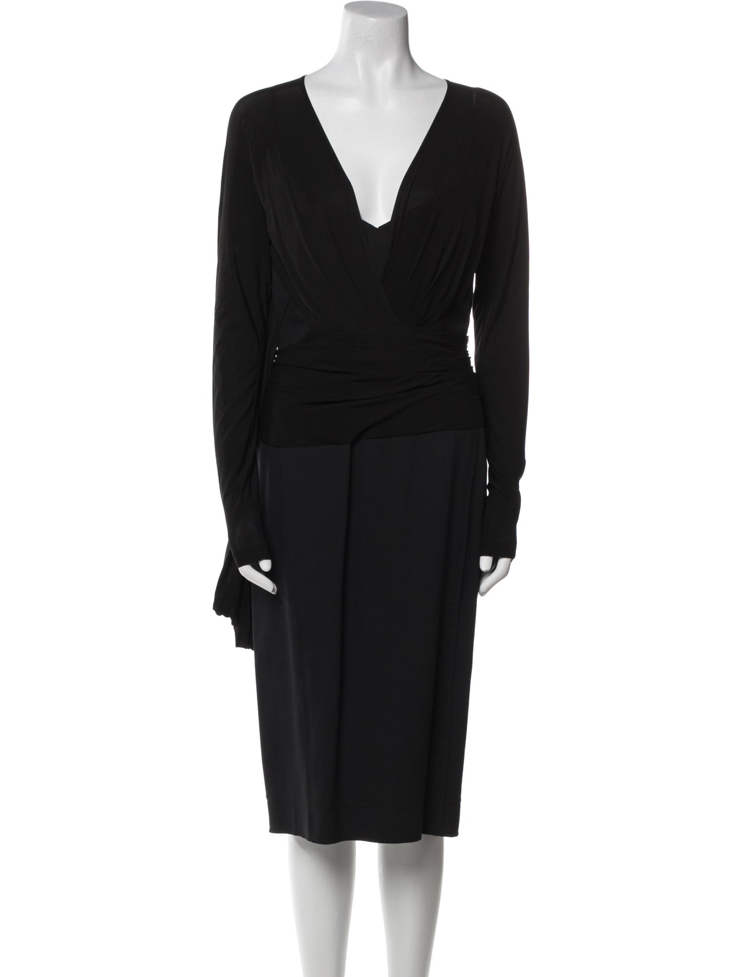 Donna Karan V-Neck Midi Length Dress
