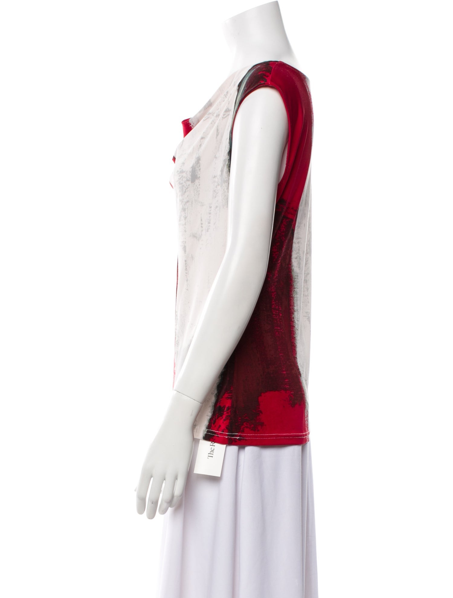 Donna Karan Graphic Print Cowl Neck Top