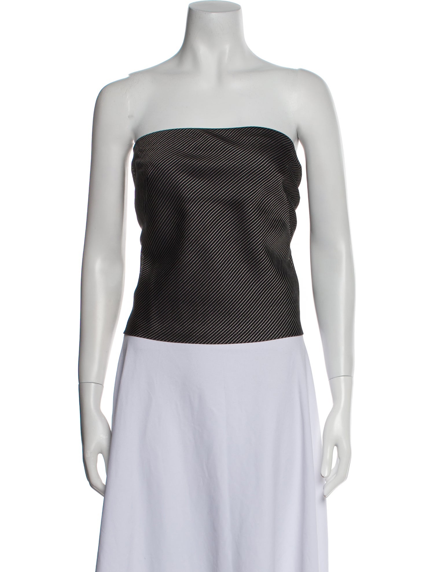 Donna Karan Silk Plaid Print Crop Top