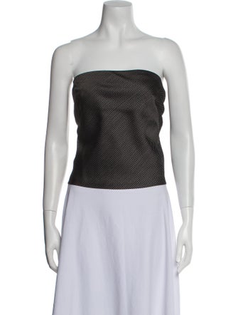 Donna Karan Silk Plaid Print Crop Top