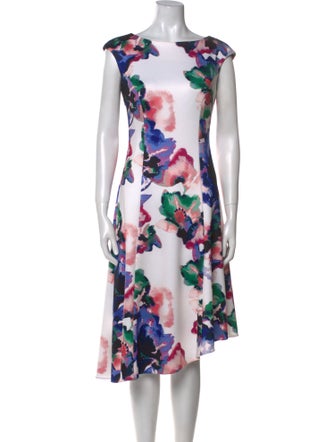 Donna Karan Floral Print Midi Length Dress