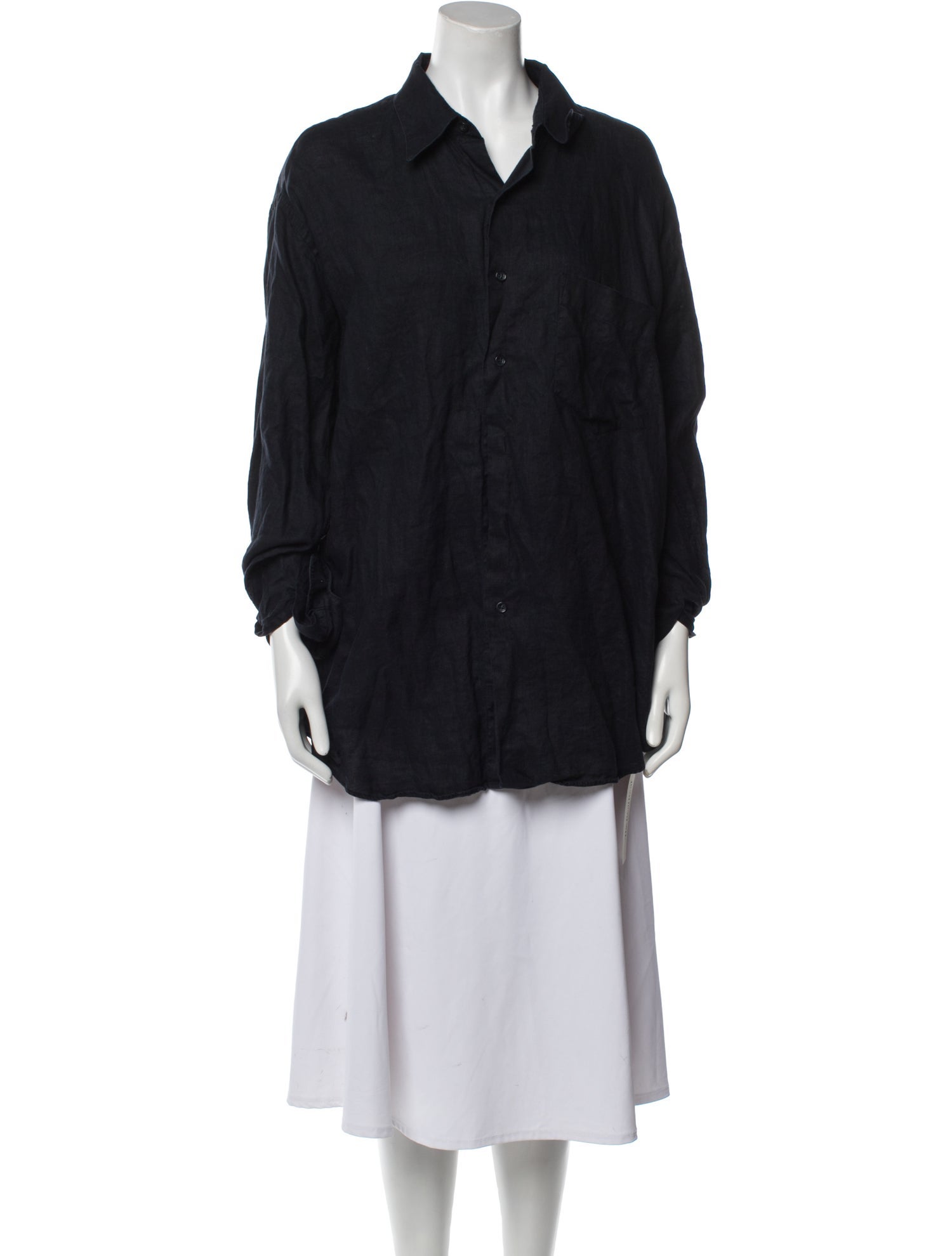 Donna Karan Long Sleeve Button-Up Top