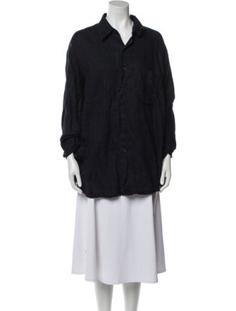 Donna Karan Long Sleeve Button-Up Top
