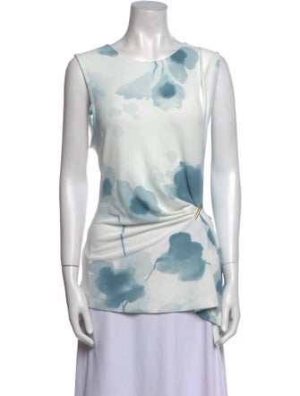 Donna Karan Printed Scoop Neck Top