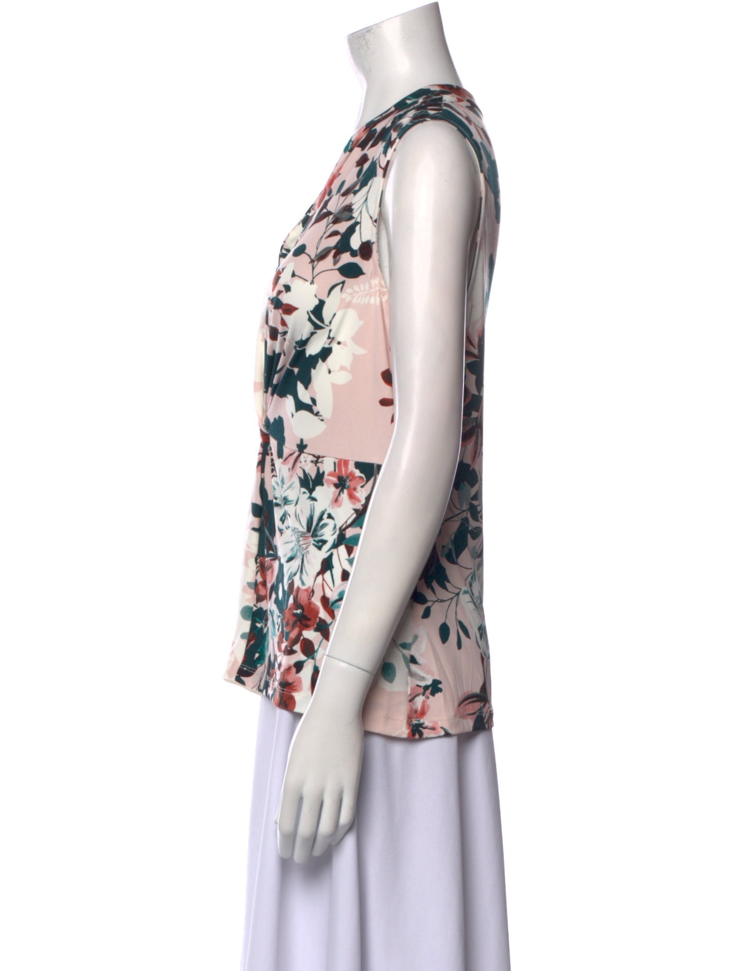 Donna Karan Floral Print V-Neck Blouse
