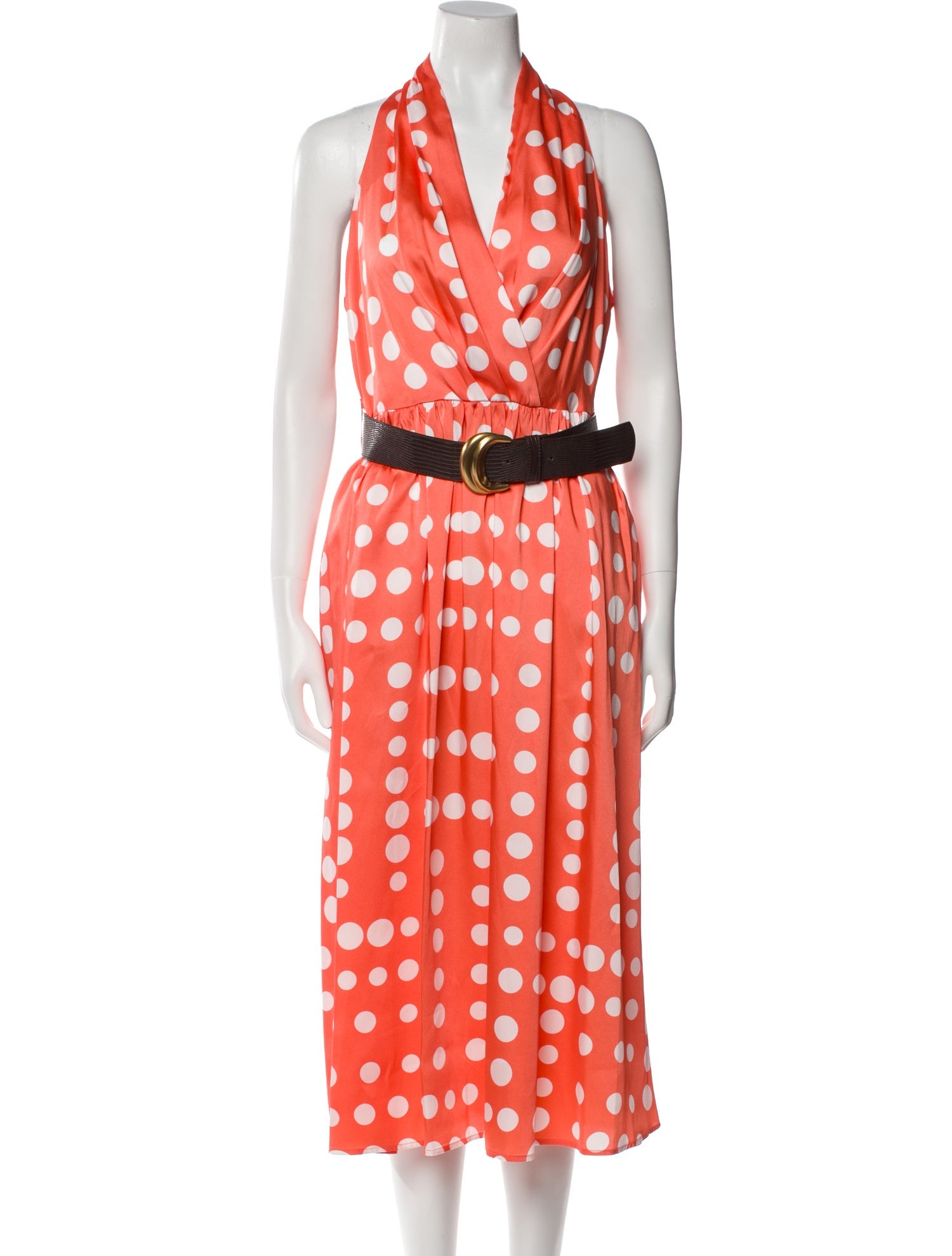 Donna Karan Polka Dot Print Long Dress