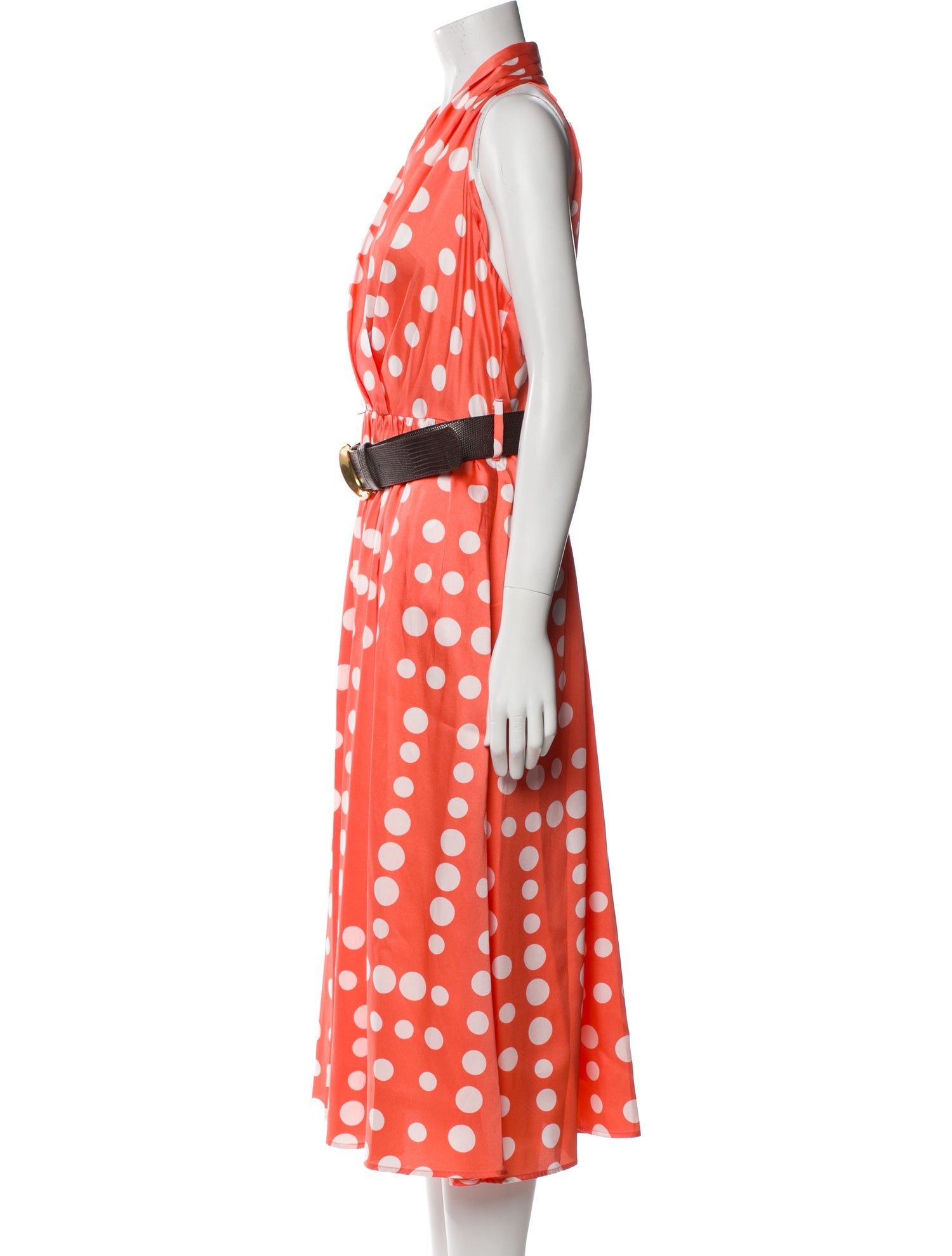 Donna Karan Polka Dot Print Long Dress