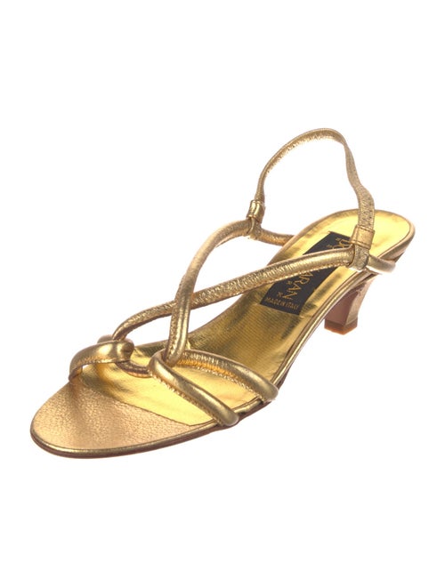 Donna Karan Leather Animal Print Slingback Sandals