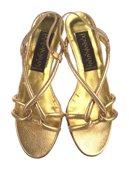 Donna Karan Leather Animal Print Slingback Sandals