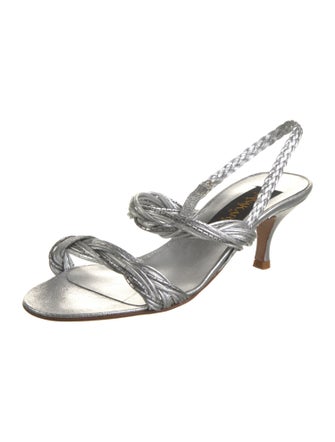 Donna Karan Leather Animal Print Slingback Sandals