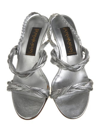 Donna Karan Leather Animal Print Slingback Sandals