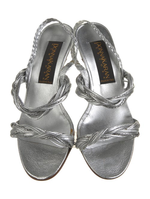 Donna Karan Leather Animal Print Slingback Sandals