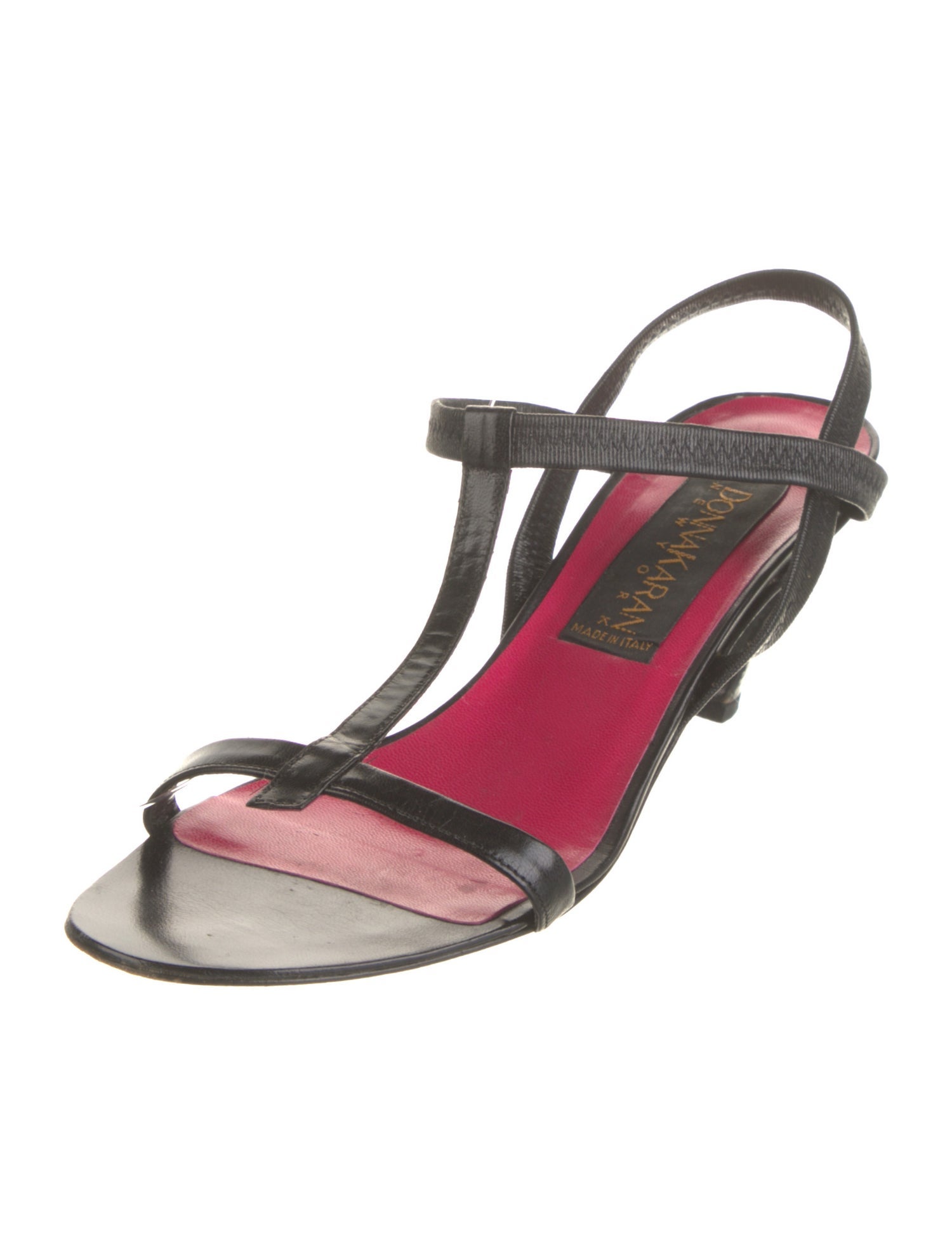 Donna Karan Leather T-Strap Sandals