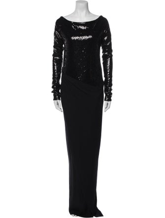 Donna Karan Bateau Neckline Long Dress